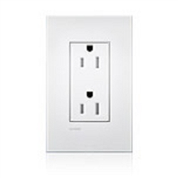 Lutron LTR-F15-TR-WH New Architectural 15A Tamper Resistant Duplex Receptacle, Wallplate Included, in White