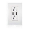 Lutron LTR-F15-UBTR-BN New Architectural 15A Tamper Resistant USB Receptacle, Wallplate Included, in Bright Nickel