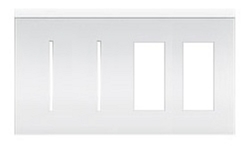 Lutron LWT-GGTT-CWH New Architectural Wallplate 4 Gang, Grafik T and New Architectural Opening, in Clear White Glass