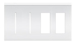 Lutron LWT-GGTT-WH New Architectural Wallplate 4 Gang, Grafik T and New Architectural Opening, in White, Matte Finish
