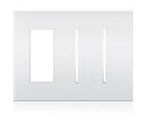 Lutron LWT-TGG-CWH New Architectural Wallplate 3 Gang, Grafik T and New Architectural Opening, in Clear White Glass