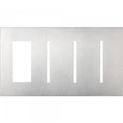 Lutron LWT-TGGG-CBL New Architectural Wallplate 4 Gang, New Architectural and Grafik T Opening, in Clear Black Glass