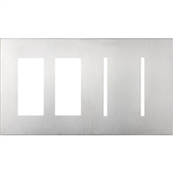 Lutron LWT-TTGG-CBL New Architectural Wallplate 4 Gang, New Architectural and Grafik T Opening, in Clear Black Glass