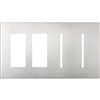 Lutron LWT-TTGG-CWH New Architectural Wallplate 4 Gang, New Architectural and Grafik T Opening, in Clear White Glass