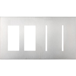 Lutron LWT-TTGG-CWH New Architectural Wallplate 4 Gang, New Architectural and Grafik T Opening, in Clear White Glass