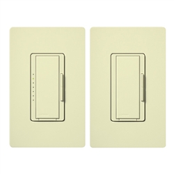 Lutron MACL-153M-RHW-AL Maestro Dimming Package 600W Incandescent, 150W CFL or LED Single Pole / 3-Way Dimmer and Companion Dimmer in Almond