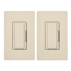 Lutron MACL-153M-RHW-LA Maestro Dimming Package 600W Incandescent, 150W CFL or LED Single Pole / 3-Way Dimmer and Companion Dimmer in Light Almond