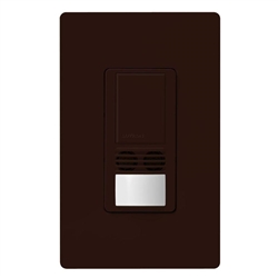 Lutron MS-B102-V-BR Maestro Dual Technology Ultrasonic and Passive Infrared Vacancy Sensor Switch for Single Circuit, Neutral Wire Required, in Brown 