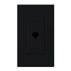 Lutron NT-PJ-BL Nova T, Single Telephone Jack, 6-Conductor, RJ11 in Black, Matte Finish