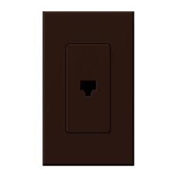 Lutron NT-PJ-BR Nova T, Single Telephone Jack, 6-Conductor, RJ11 in Brown, Matte Finish