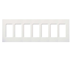 Lutron NT-R3R3R3R3R3R3R3-FB-SB Nova T Screwless 7 Gang Wallplate Decora Opening, Fins Broken, in Satin Brass, Metal Finish