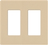 Lutron NT-R3R3-NFB-BE Nova T Screwless 2 Gang Wallplate Decora Opening, No Fins Broken, in Beige, Matte Finish