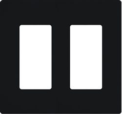 Lutron NT-R3R3-NFB-BL Nova T Screwless 2 Gang Wallplate Decora Opening, No Fins Broken, in Black, Matte Finish