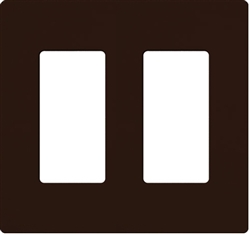 Lutron NT-R3R3-NFB-BR Nova T Screwless 2 Gang Wallplate Decora Opening, No Fins Broken, in Brown, Matte Finish