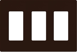 Lutron NT-R3R3R3-FB-BR Nova T Screwless 3 Gang Wallplate Decora Opening, Fins Broken, in Brown, Matte Finish