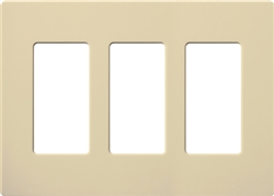 Lutron NT-R3R3R3-FB-IV Nova T Screwless 3 Gang Wallplate Decora Opening, Fins Broken, in Ivory, Matte Finish