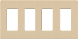 Lutron NT-R3R3R3R3-FB-BE Nova T Screwless 4 Gang Wallplate Decora Opening, Fins Broken, in Beige, Matte Finish