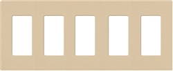 Lutron NT-R3R3R3R3R3-FB-BE Nova T Screwless 5 Gang Wallplate Decora Opening, Fins Broken, in Beige, Matte Finish