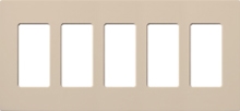 Lutron NT-R3R3R3R3R3-FB-TP Nova T Screwless 5 Gang Wallplate Decora Opening, Fins Broken, in Taupe, Matte Finish