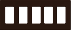 Lutron NT-R3R3R3R3R3-NFB-BR Nova T Screwless 5 Gang Wallplate Decora Opening, No Fins Broken, in Brown, Matte Finish