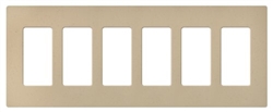 Lutron NT-R3R3R3R3R3R3-FB-TP Nova T Screwless 6 Gang Wallplate Decora Opening, Fins Broken, in Taupe, Matte Finish