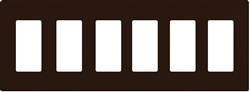 Lutron NT-R3R3R3R3R3R3-NFB-BR Nova T Screwless 6 Gang Wallplate Decora Opening, No Fins Broken, in Brown, Matte Finish