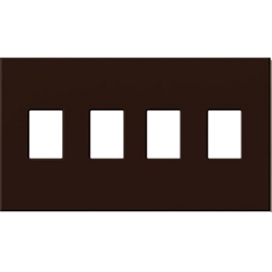 Lutron NT-SSSS-FB-BR Nova T Screwless 4 Gang Wallplate Decora Opening in Brown, Matte Finish