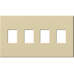 Lutron NT-SSSS-FB-IV Nova T Screwless 4 Gang Wallplate Decora Opening in Ivory, Matte Finish