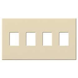 Lutron NT-SSSS-FB-LA Nova T Screwless 4 Gang Wallplate Decora Opening in Light Almond, Matte Finish