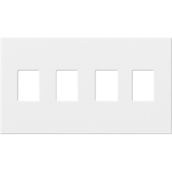 Lutron NT-SSSS-FB-WH Nova T Screwless 4 Gang Wallplate Decora Opening in White, Matte Finish