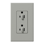 Lutron NTR-15-DDTR-GR Nova T 15A 120/125V Dual Dimming Tamper Resistant Duplex Receptacle in Gray, Matte Finish