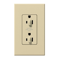 Lutron NTR-15-DDTR-IV Nova T 15A 120/125V Dual Dimming Tamper Resistant Duplex Receptacle in Ivory, Matte Finish