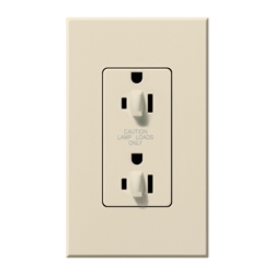 Lutron NTR-15-DDTR-LA Nova T 15A 120/125V Dual Dimming Tamper Resistant Duplex Receptacle in Light Almond, Matte Finish