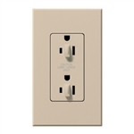 Lutron NTR-15-DDTR-TP Nova T 15A 120/125V Dual Dimming Tamper Resistant Duplex Receptacle in Taupe, Matte Finish