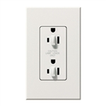 Lutron NTR-15-DDTR-WH Nova T 15A 120/125V Tamper Resistant Duplex Receptacle with Top Half Dimming in White, Matte Finish