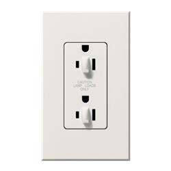 Lutron NTR-15-DDTR-WH Nova T 15A 120/125V Tamper Resistant Duplex Receptacle with Top Half Dimming in White, Matte Finish