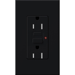 Lutron NTR-15-GFST-BL Nova T Duplex Self-Testing Tamper Resistant 15A 125V GFCI Receptacle in Black, Matte Finish