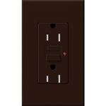 Lutron NTR-15-GFST-BR Nova T Duplex Self-Testing Tamper Resistant 15A 125V GFCI Receptacle Brown, Matte Finish