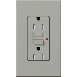 Lutron NTR-15-GFST-GR Nova T Duplex Self-Testing Tamper Resistant 15A 125V GFCI Receptacle in Gray, Matte Finish