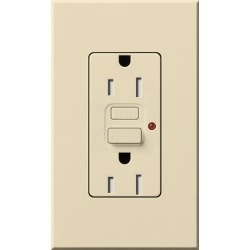 Lutron NTR-15-GFST-IV Nova T Duplex Self-Testing Tamper Resistant 15A 125V GFCI Receptacle in Ivory, Matte Finish