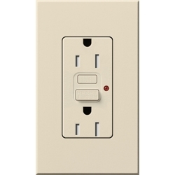 Lutron NTR-15-GFST-LA Nova T Duplex Self-Testing Tamper Resistant 15A 125V GFCI Receptacle in Light Almond, Matte Finish