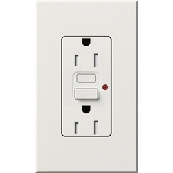 Lutron NTR-15-GFST-WH Nova T Duplex Self-Testing Tamper Resistant 15A 125V GFCI Receptacle in White, Matte Finish