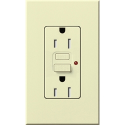 Lutron NTR-15-GFTR-AL Nova T Duplex Tamper Resistant GFCI Receptacles 15A 125V in Almond, Matte Finish (Replaced by NTR-15-GFST-AL)