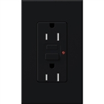 Lutron NTR-15-GFTR-BL Nova T Duplex Tamper Resistant GFCI Receptacles 15A 125V in Black, Matte Finish (Replaced by NTR-15-GFST-BL)