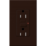 Lutron NTR-15-GFTR-BR Nova T Duplex Tamper Resistant GFCI Receptacles 15A 125V in Brown, Matte Finish (Replaced by NTR-15-GFST-BR)