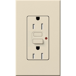 Lutron NTR-15-GFTR-LA Nova T Duplex Tamper Resistant GFCI Receptacles 15A 125V in Light Almond, Matte Finish (Replaced by NTR-15-GFST-LA)