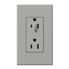 Lutron NTR-15-HDTR-GR Nova T 15A 120/125V Tamper Resistant Duplex Receptacle with Top Half Dimming in Gray, Matte Finish
