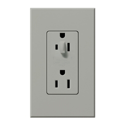 Lutron NTR-15-HDTR-GR Nova T 15A 120/125V Tamper Resistant Duplex Receptacle with Top Half Dimming in Gray, Matte Finish