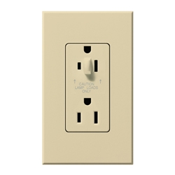 Lutron NTR-15-HDTR-IV Nova T 15A 120/125V Tamper Resistant Duplex Receptacle with Top Half Dimming in Ivory, Matte Finish