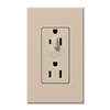 Lutron NTR-15-HDTR-TP Nova T 15A 120/125V Tamper Resistant Duplex Receptacle with Top Half Dimming in Taupe, Matte Finish